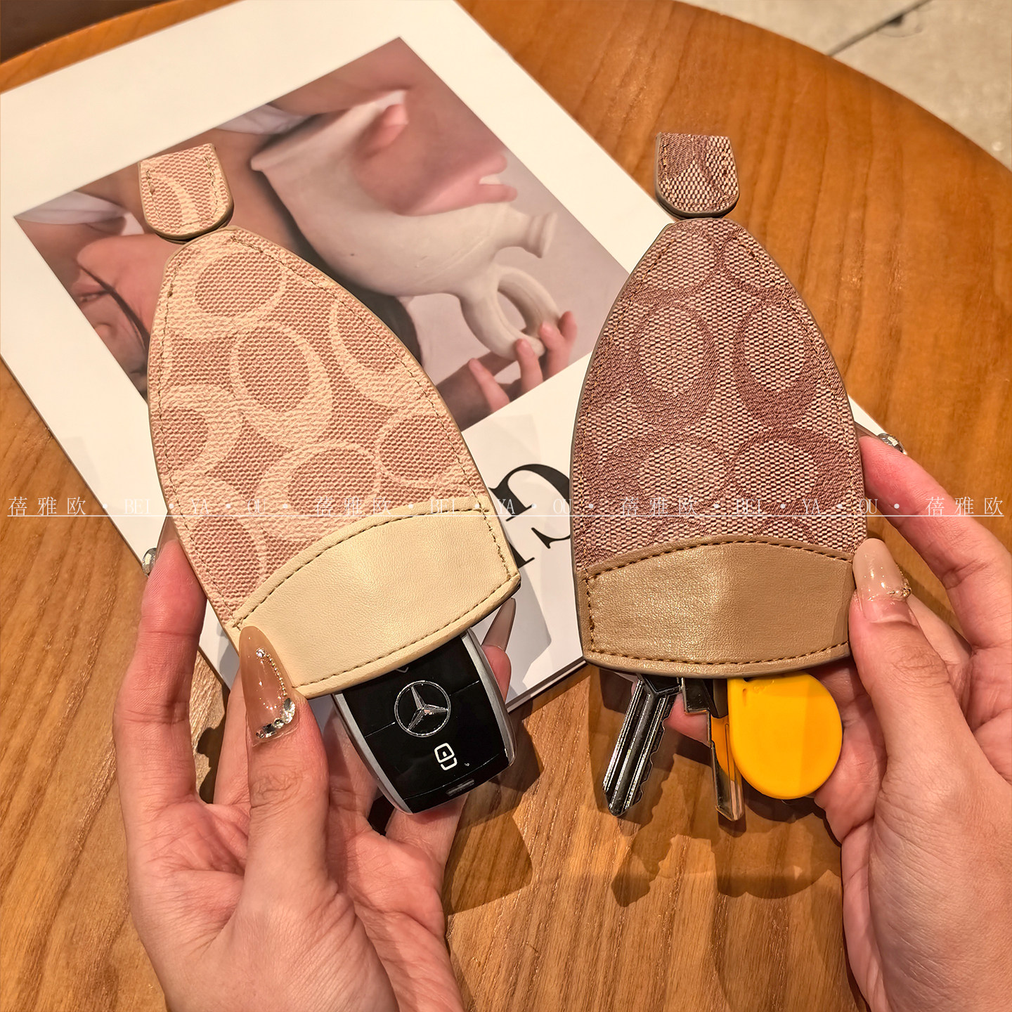 钥匙包抽拉式电动车钥匙皮套钥匙扣保护壳锁匙包女款可爱收纳手拿