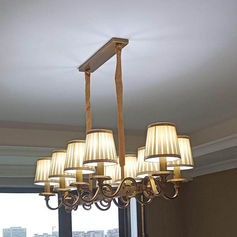 小美式欧式餐厅家用奢华全铜布艺灯具长条方形高端客厅灯吊灯,3C数码配件,USB灯,淘宝优惠券,粉丝福利购,淘宝优惠卷