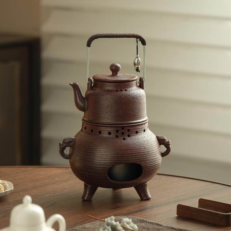 在瓷酒精炉煮茶器温茶炉老泥土户外露营围炉煮茶配件茶壶加热底座