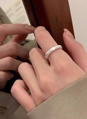 925纯银素圈戒指女尾戒小众B设计高级感轻奢食指戒开口戒
