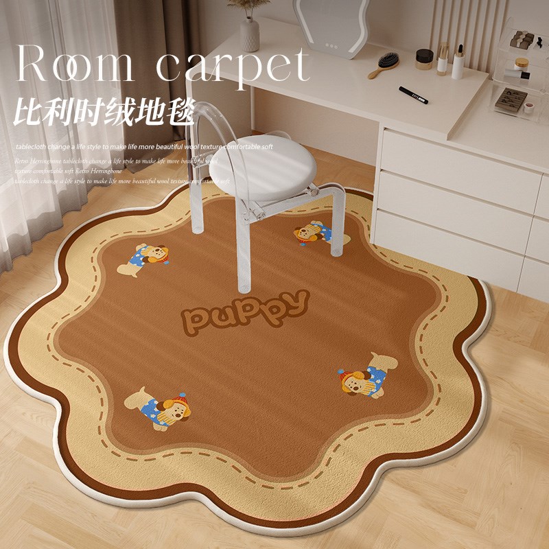 化妆台地垫卧室化妆桌椅地毯圆x形卡通书桌地板保护垫异形休闲