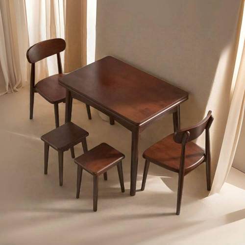 胡桃色实木折叠餐桌家用小户型实木餐桌椅组合可折叠新款吃饭桌子