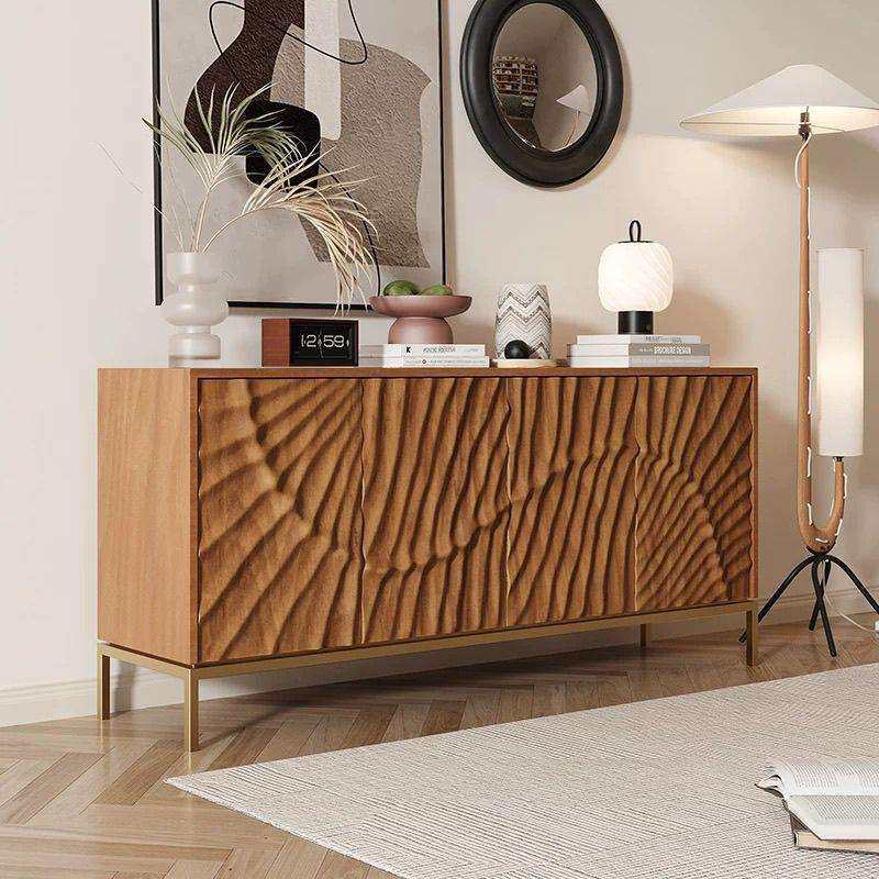 中古风实木雕刻餐边柜家用靠墙置物装饰柜轻奢风设计师收纳玄关柜