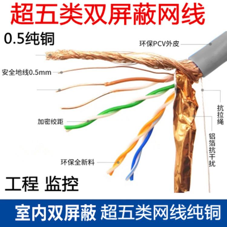 安普兴发超五类双屏蔽抗干扰全铜/纯铜网线CAT5e双绞网络线300米