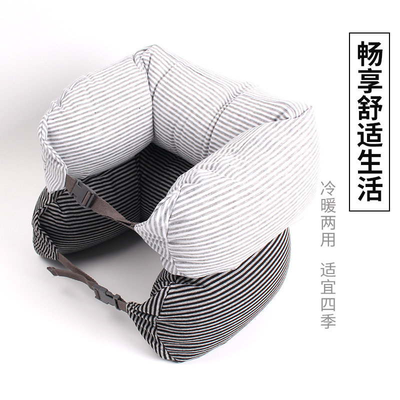 新款 日式泡沫粒子枕纯棉多功能旅行枕u形护颈枕汽车飞机枕无印U