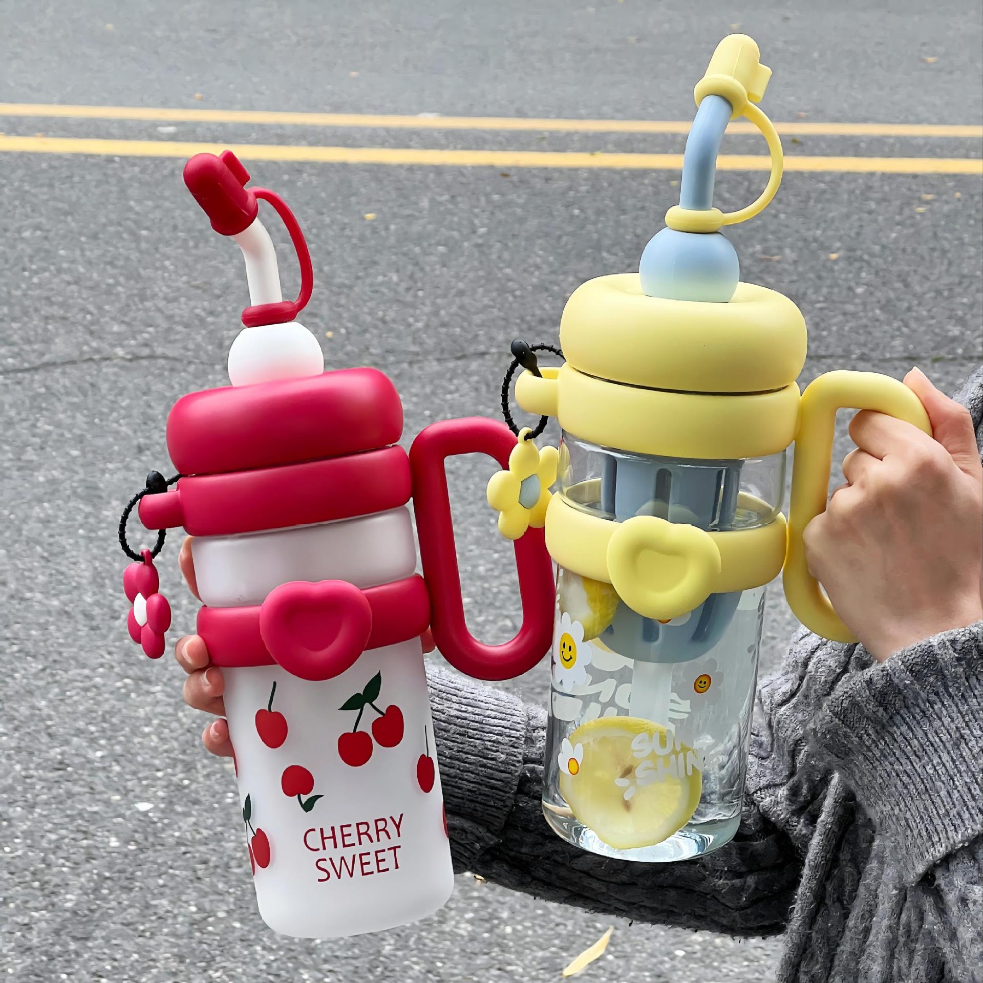 夏季巨无霸水杯大容量吸管杯女生高颜值带茶隔耐高温tritan冰霸杯