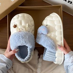 女款 冬季 加绒棉拖鞋 防滑包跟外穿居家室内宿舍保暖2025新款 棉鞋