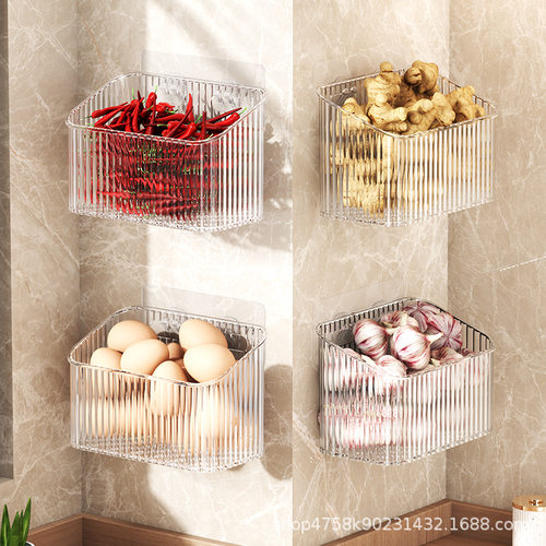 新款 收纳置物架厨房葱姜蒜收纳盒卫生间置物壁挂浴室多功能挂篮
