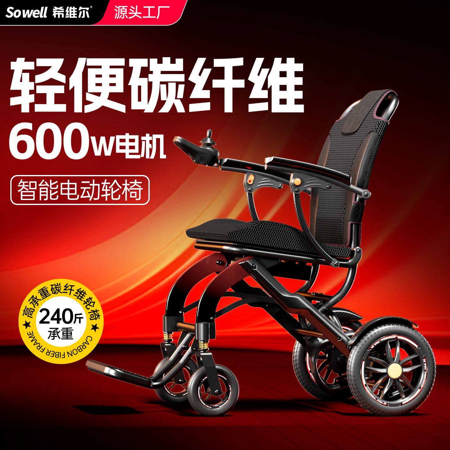 高端豪华电动轮椅车折叠轻便小型智能全自动老人残疾人专用代步车