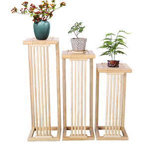 白蜡木花架置物架室内落地式新中式客厅花几原木榫卯全实木花盘架