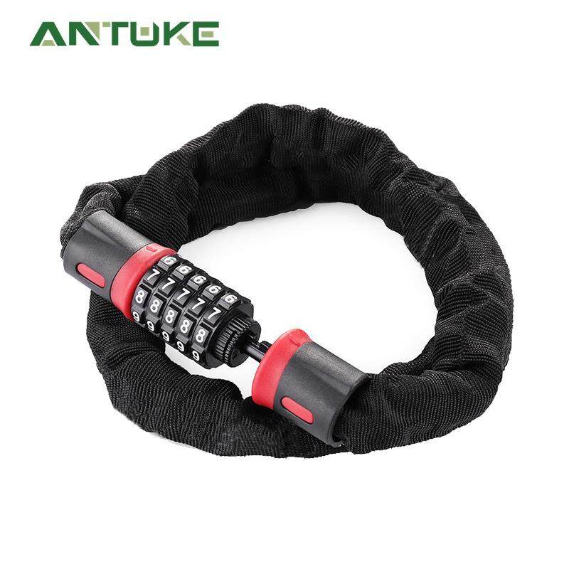 碳钢自行车锁链条锁防盗五位密码锁山地车电动瓶摩托车锁跨境