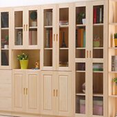 玻璃书柜橱收纳柜子儿童书实木书柜简易自由组合书架带门储物柜