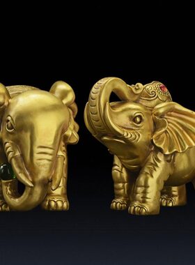 铜大象一对  纯铜吸水象 家居装饰品 摆件纯铜象