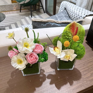 高档仿真花蝴蝶兰假花小型客厅餐桌茶几花艺商务会议桌花摆花