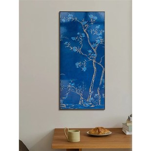 新中式 饰画高级孔雀书房壁画中古玄关挂画 宫廷蓝雀 古典客厅装