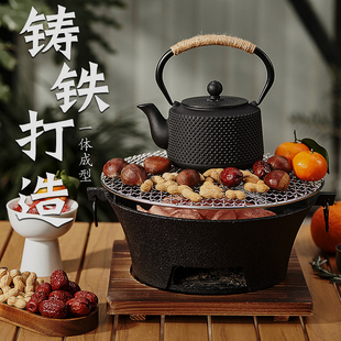 铸铁壶围炉炭炉烤火炉煮茶炉碳烤炉户外烧烤炉家用火盆火锅加热炉