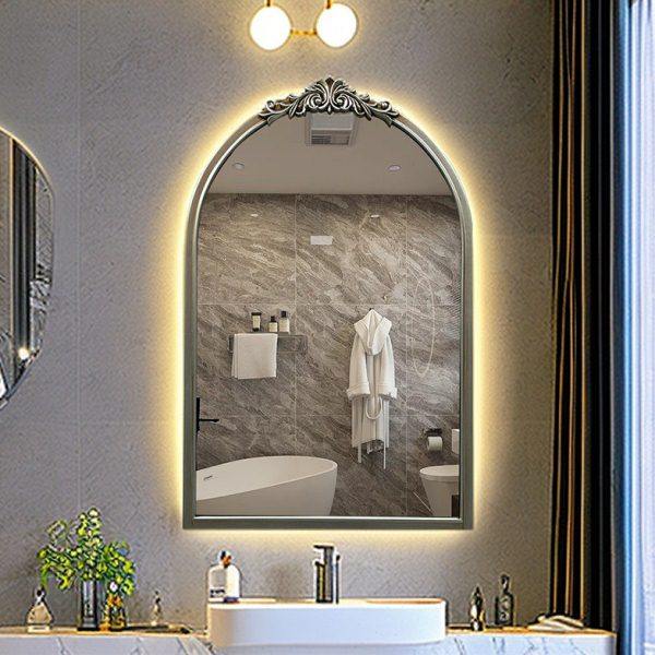 欧式法式拱形卫生间镜子中古化妆镜智能灯玄关壁炉装饰壁挂镜,家装主材,智能浴室镜,淘宝优惠券,粉丝福利购,淘宝优惠卷