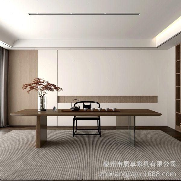 新中式实木茶桌椅组合禅意茶室茶台亚克力公书桌阳台大板泡茶桌,商业/办公家具,茶台/茶桌,淘宝优惠券,粉丝福利购,淘宝优惠卷