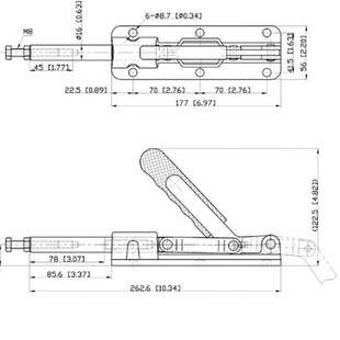 台湾嘉刚推拉式 检治具快夹头 快速夹具CH 36330ML夹钳肘夹紧器工装
