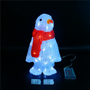 饰品亚克力发光圣诞老人雪人企鹅麋鹿造型摆件橱窗美陈道具 圣诞装