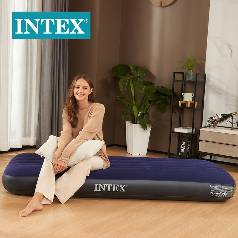 intex 64756线拉蓝色植绒充气床气垫床野营床折叠床午休床