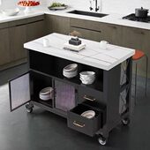 式 独厨房一体置物架可移动台吧料理桌放中岛柜定制边餐家用开小单