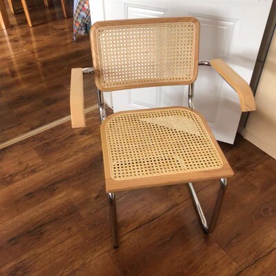 DPstudio中古藤编扶手椅电脑椅家用餐椅办公椅靠背简约单人藤椅