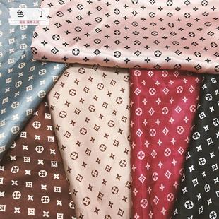 印花面料 涤纶色丁印花布 箱包飘带丝巾头巾服装里布睡衣布料