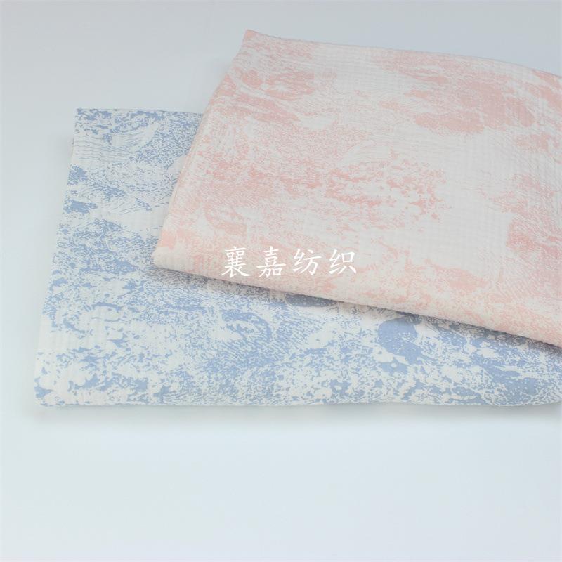 复古小碎花 青花瓷 全棉双层纱布 绉布 家居服 睡衣面料