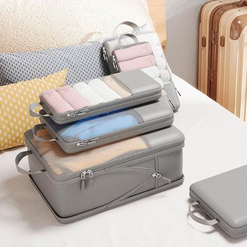 跨境旅行收纳袋可压缩收纳套装大容量防水透气出差便携衣物收纳包