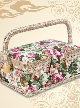 针线盒小号布艺欧式玫瑰色蓝色针线包跨境缝补工具欧式风格