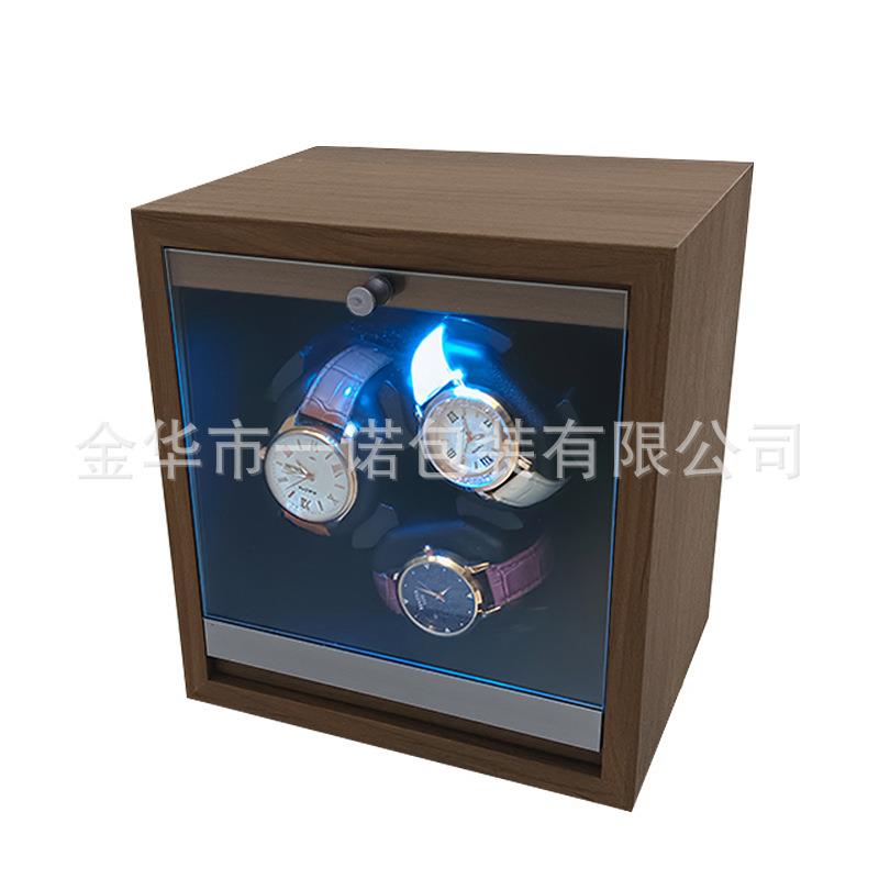 现货黑胡桃纹木质3表位自动摇表器电动机械手表上链马达表盒三表