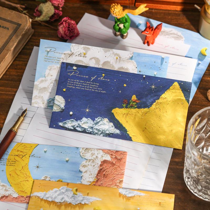 王子油画艺术信封信纸套装浪漫情书信笺文艺高级感礼物送男女友