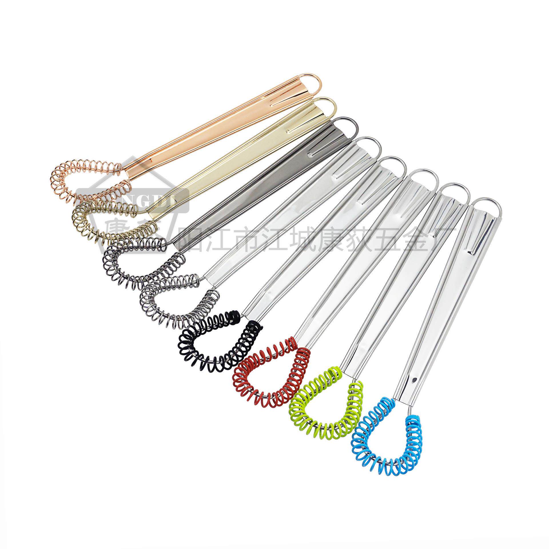 现货不锈钢弹簧手动打蛋器硅胶头防刮搅拌器家用手持式搅蛋棒