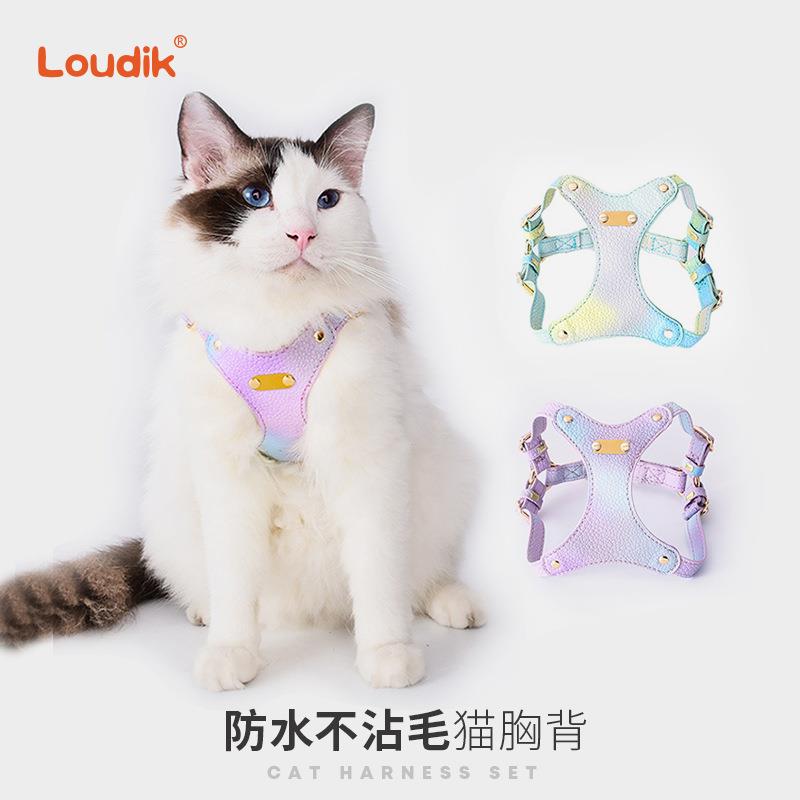 Loudik工厂现货彩色狗狗猫咪胸背带牵引绳宠物用品小型犬跨境