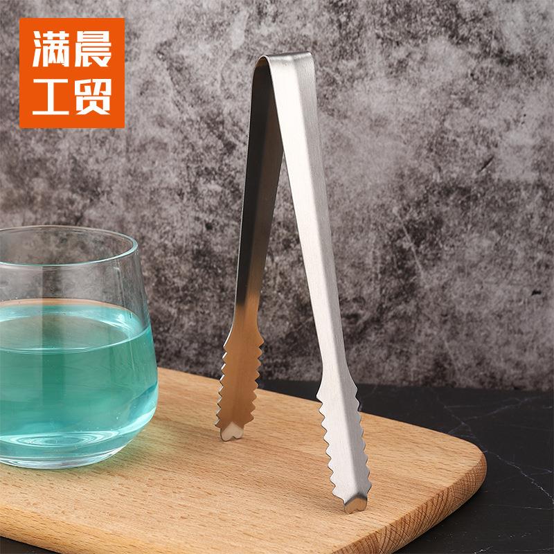 不锈钢冰夹冰块颗粒夹子面包夹带齿状夹子调酒夹具自助餐酒吧夹子