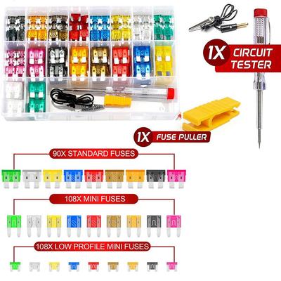 306/300/250PCS中号+小号保险片 插片混搭套装 汽车保险丝片盒装