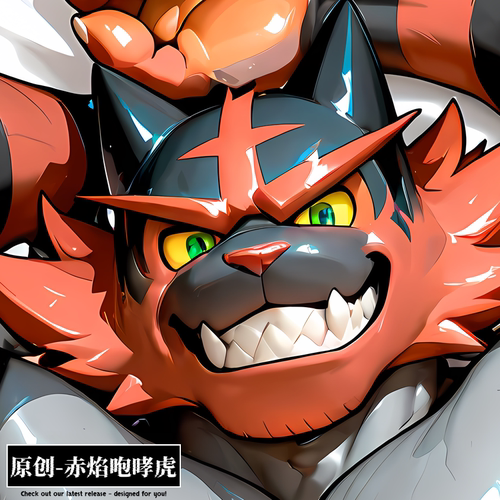 原创-等身抱枕芯套定制人形等人高福瑞furry宝可梦-赤焰咆哮虎
