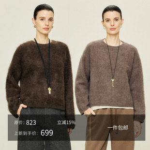 极简纯色套头轻暖毛衣秋冬松弛感圆领针织衫 JIXICHEN 100牦牛绒