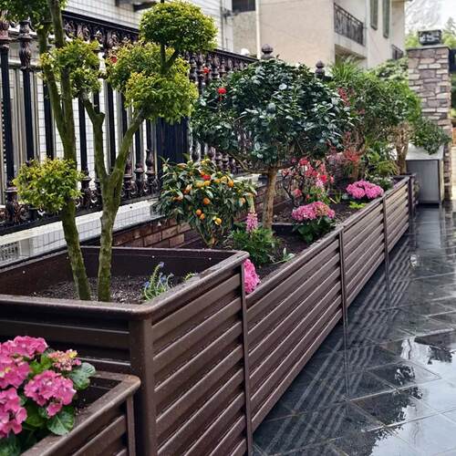 铝合金花箱户外庭院组合市政栅栏阳台长方形花箱道路景观种植箱