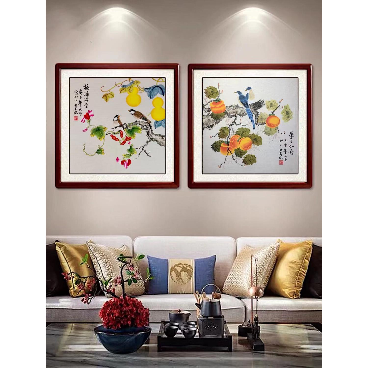 三尺斗方花鸟国画凌雪工笔画真迹手绘客厅卧室玄关走廊新中式挂画