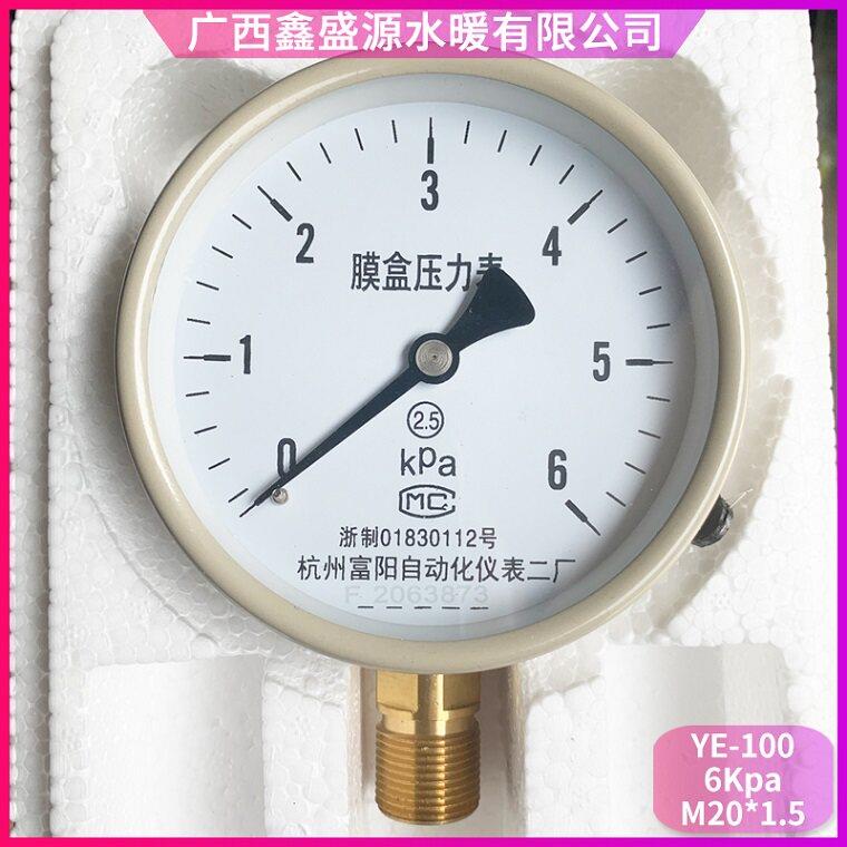 富阳二厂 膜盒压力表 YE-100 微压表 燃气工程专用 可开票