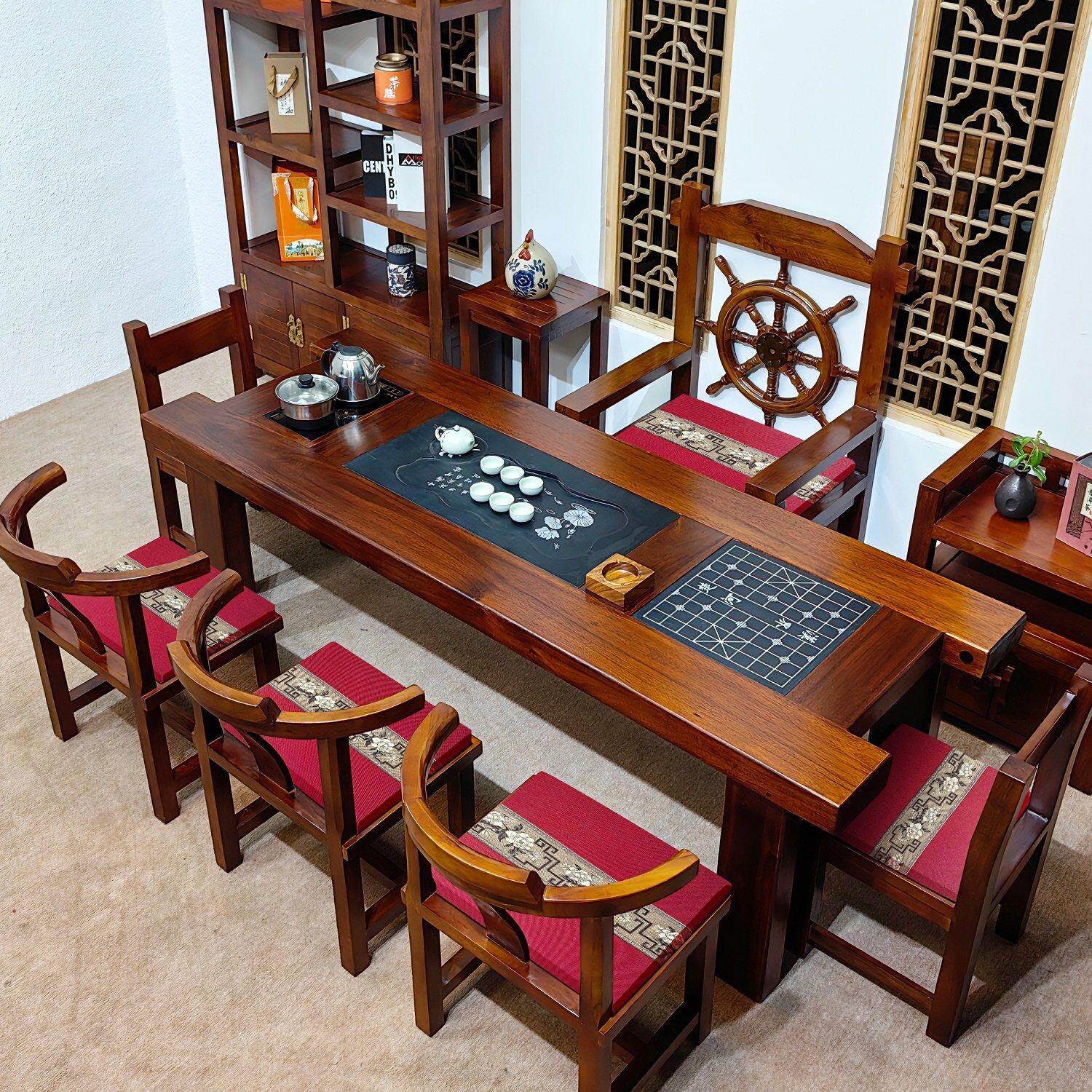 实木茶桌椅组合中式功夫茶几实木小茶台一体办公室家用茶具泡茶