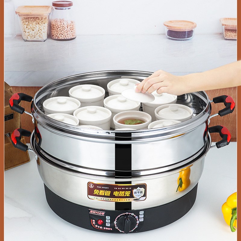 包蒸锅不锈钢f电蒸笼商用插电馒头多层家用多功能电蒸菜大容量