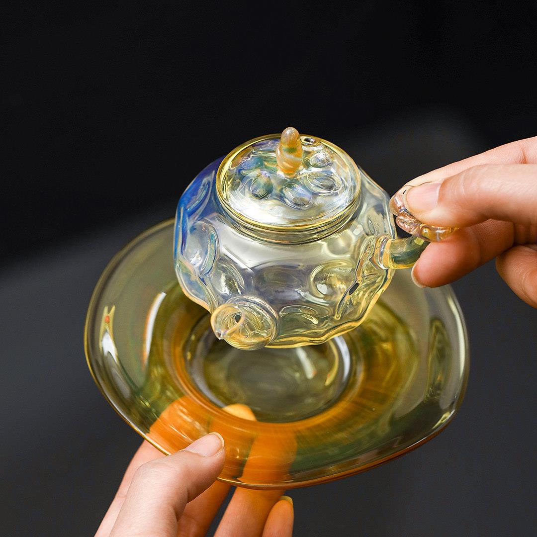 薰银玻璃泡茶壶2025新款纯手工迷你侧把壶轻奢一人用耐高温小茶壶