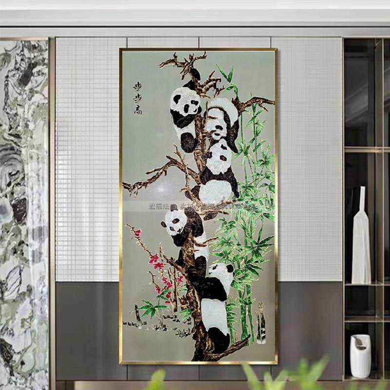 珐瑯彩画入户玄关走廊过道装饰画卧室房间挂画客厅饭厅简约壁画
