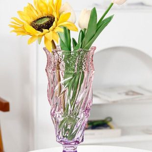 新款北欧风玻璃花瓶创意彩色花瓶插花摆件家用客厅桌面水培花器