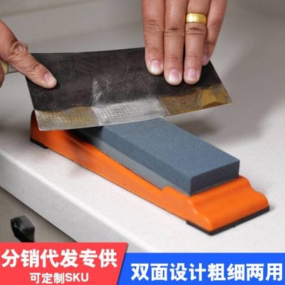中商用厨房磨刀石厨师专用石磨支架菜刀刀固定神器家用油石石粗棒