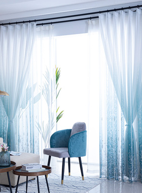 窗帘2020年新款纱帘窗纱纱帘 阳台遮光透光不R透人白色双层客厅飘