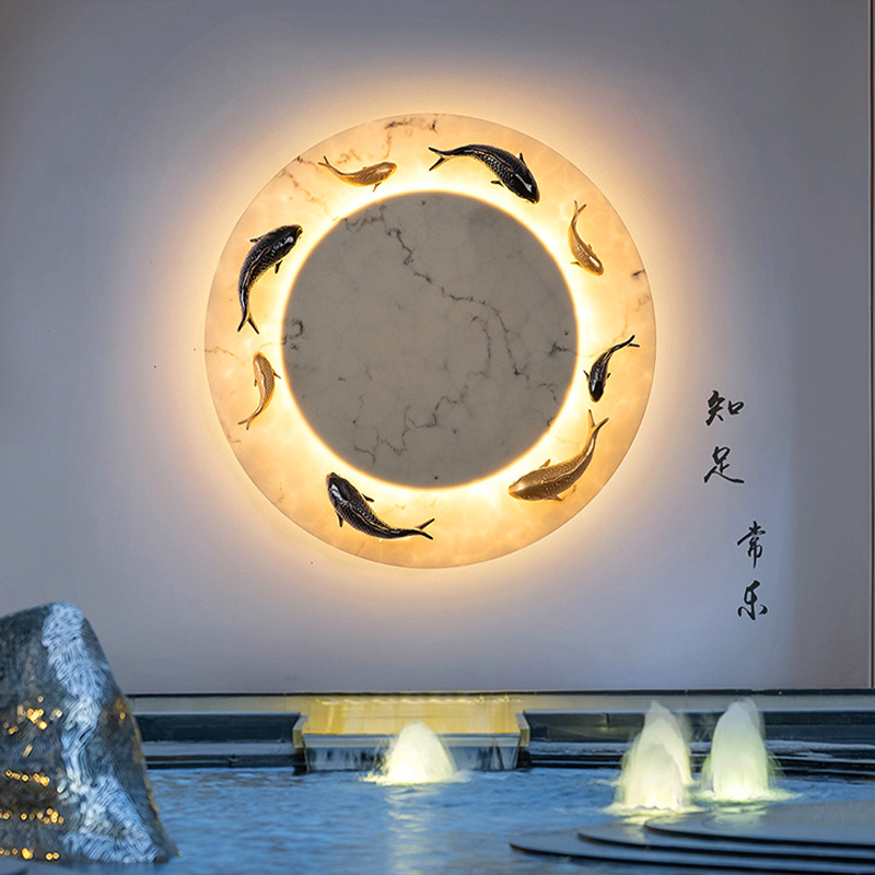 蒸客户外太阳能壁灯庭院新中式景观灯别墅外墙灯仿云石装饰灯